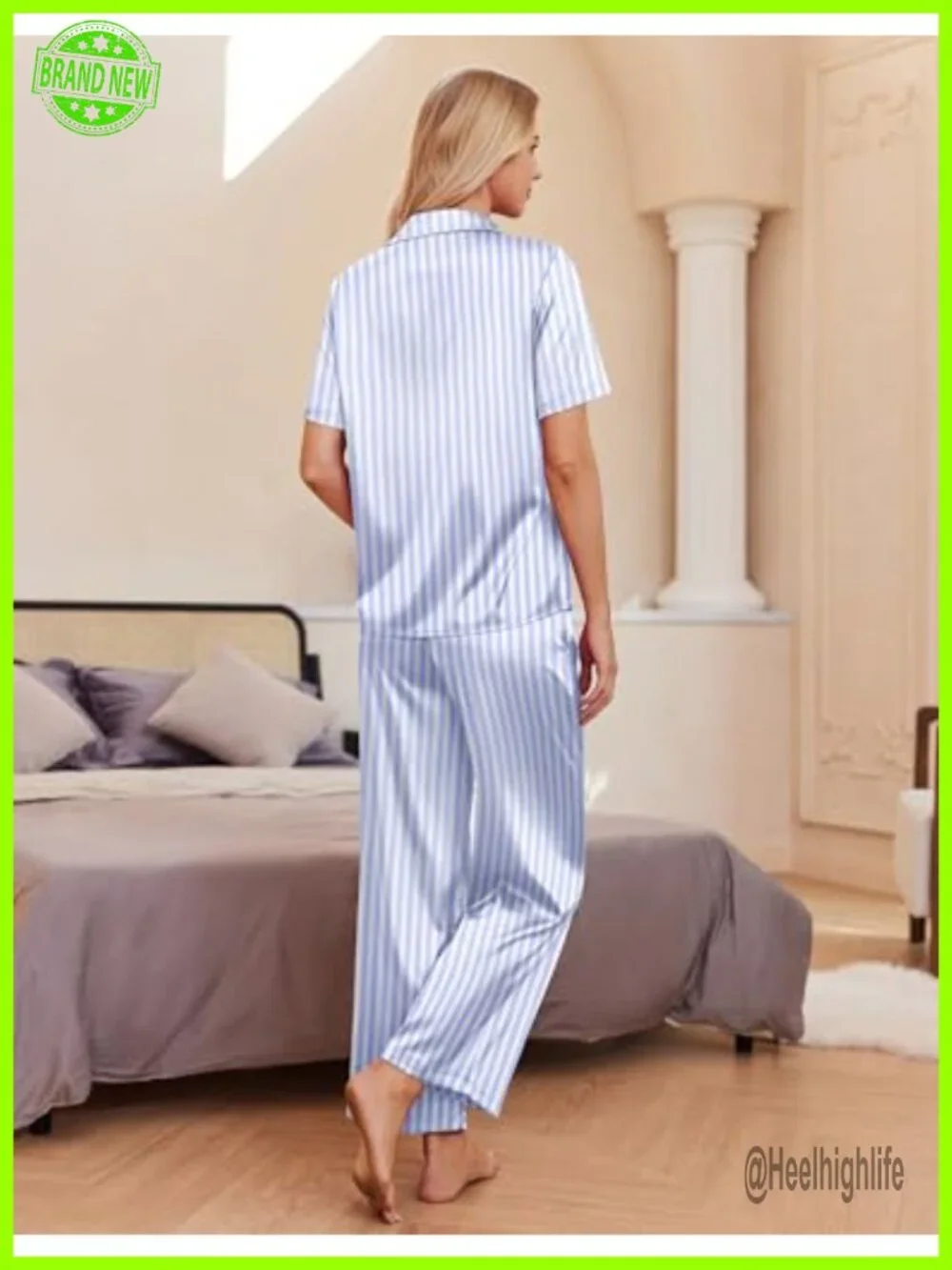 Silk Pajama Set for Women 2 Piece Satin Pjs Button Down Sleepwear with Pockets